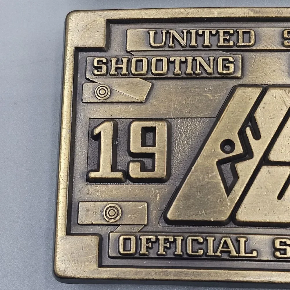 Vintage 1988 USA Olympic Belt Buckle (2) Brass Shooting Team Official Sponsor